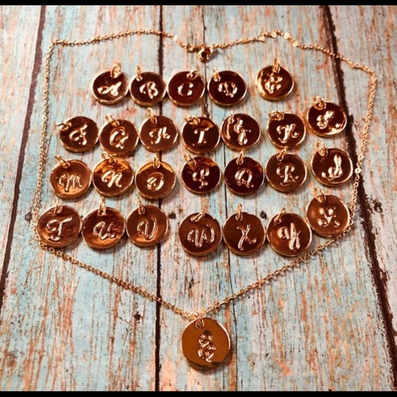 πInitial necklace,gold necklace,layering necklace - Picture 2 of 4